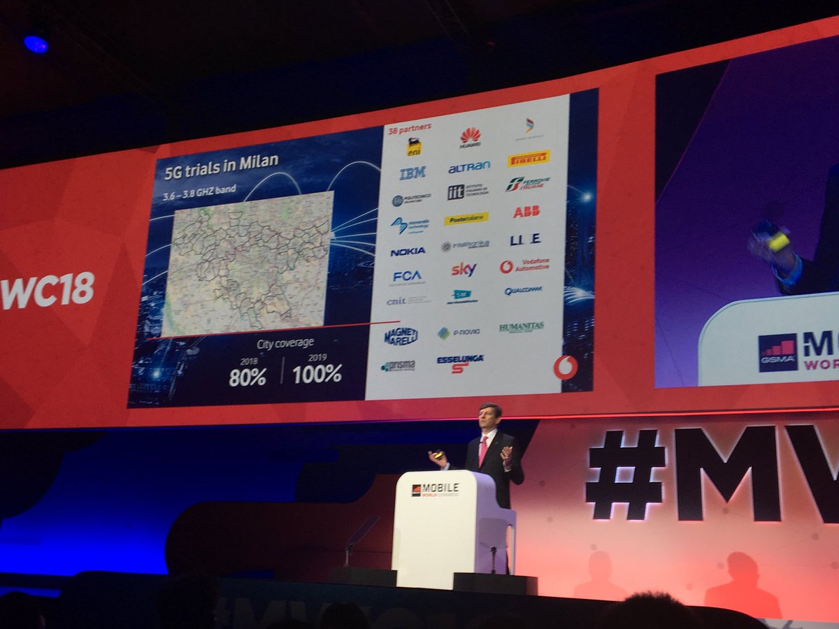 Great to see 5G coming to real life in Milan during Vittorio Colao speech in #MWC18!