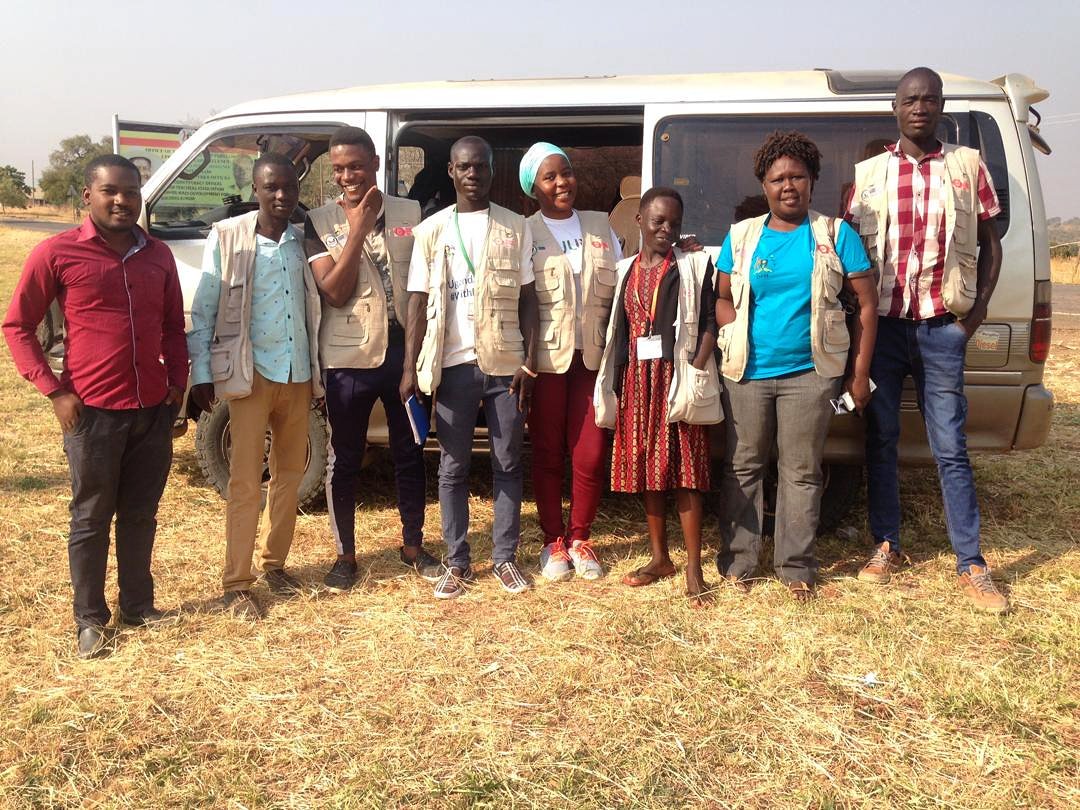 Some of the great HOTOSM Uganda Surveyors and Mapping Supervisors team who are currently mapping Arua district. From left to right: Deo, Samuel, Allan, Michael, Shamillah, Victoria, Harriet and Baba. Preparing for the day's fieldwork #mappingteam #hotosm #surveying