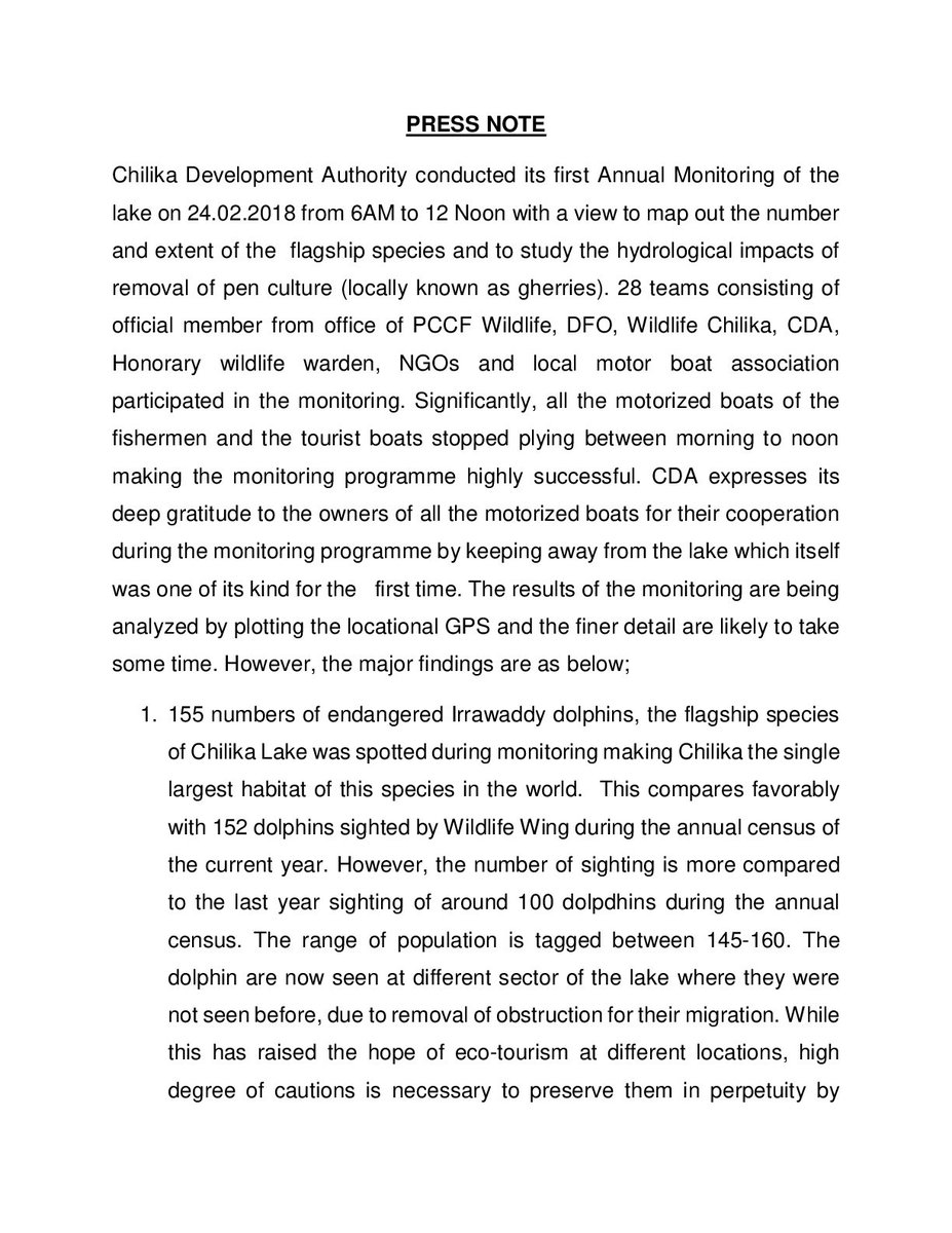 ChilikaDevAuth's tweet image. First Annual Monitoring of Chilika lake held on 24.02.2018 preliminary findings.