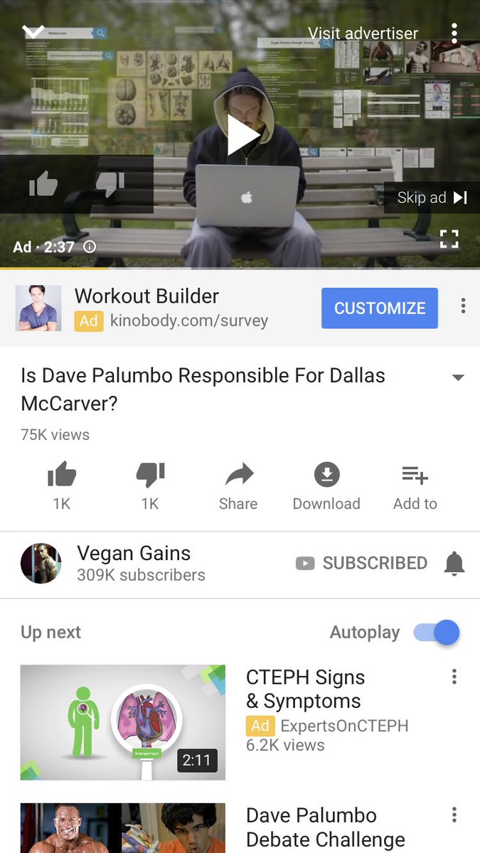enomason's tweet photo. @VeganGains you have to be fucking joking. I get a kinobody ad on your video. 😐 https://t.co/3ZbdjlyxHf
