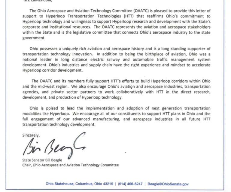 HyperloopOH's tweet image. Thank you @OhioAATC @Bill_Beagle for supporting #GreatLakesHyperloop stating &quot;OAATC and its members fully support HTT&apos;s efforts to build Hyperloop corridors within #Ohio and the #Midwest region&quot; @OhioAerospace @AIAspeaks @ODOT_Statewide @WhyOhio