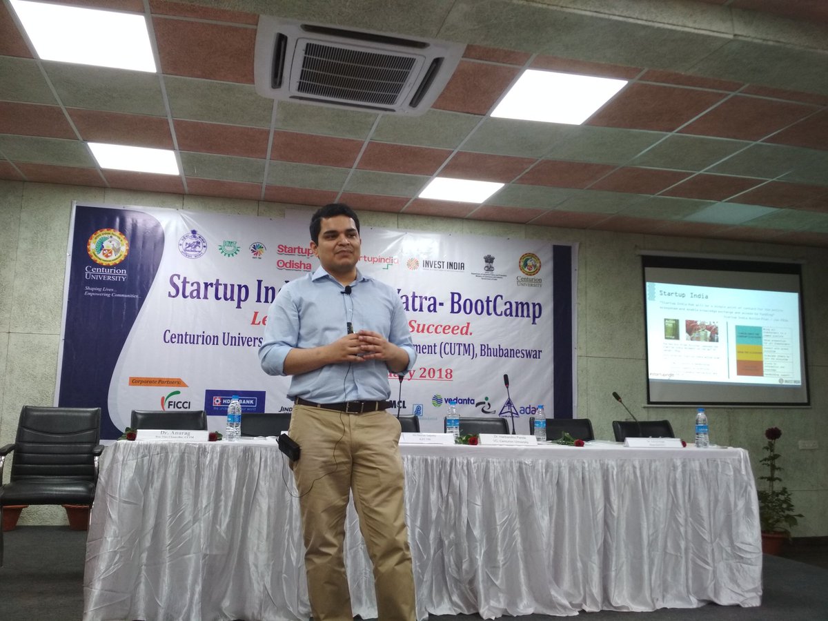Startup India Yatra Odisha edition Boot Camp being held at Centurion University @CUTMIndia. Salil Seth from #startupindia addressing future entrepreneurs.