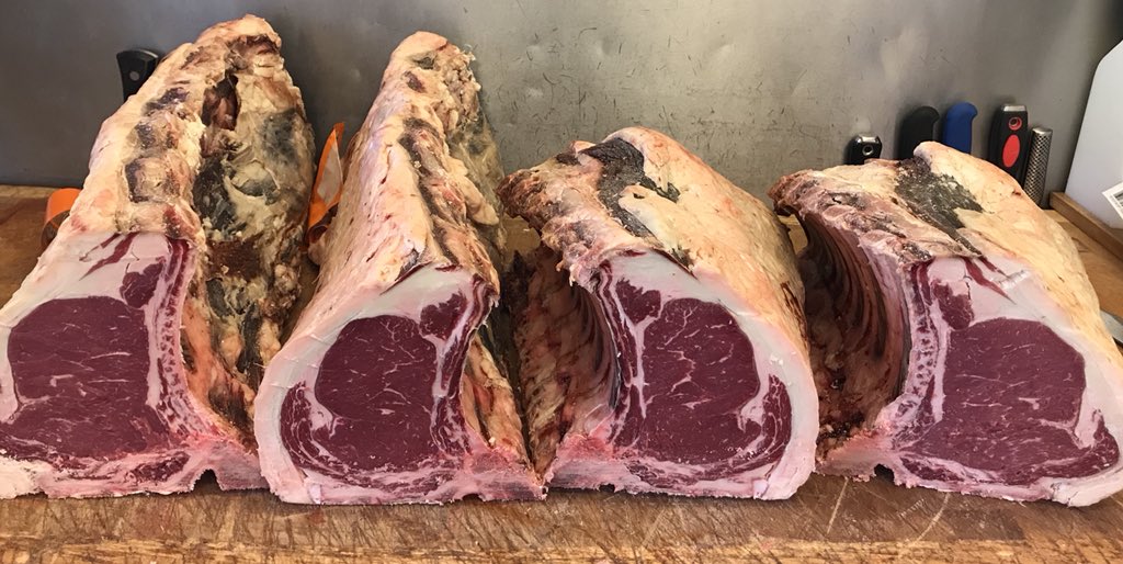 damothebutcher's tweet photo. Breaking some Loin & Ribs from @StoddartsBeef this morning they have been dry ageing nicely for nearly 4 weeks @LongcroftOldltd a few more days and the will be ready for eating #kingans #scotchbeef https://t.co/caziildC2P