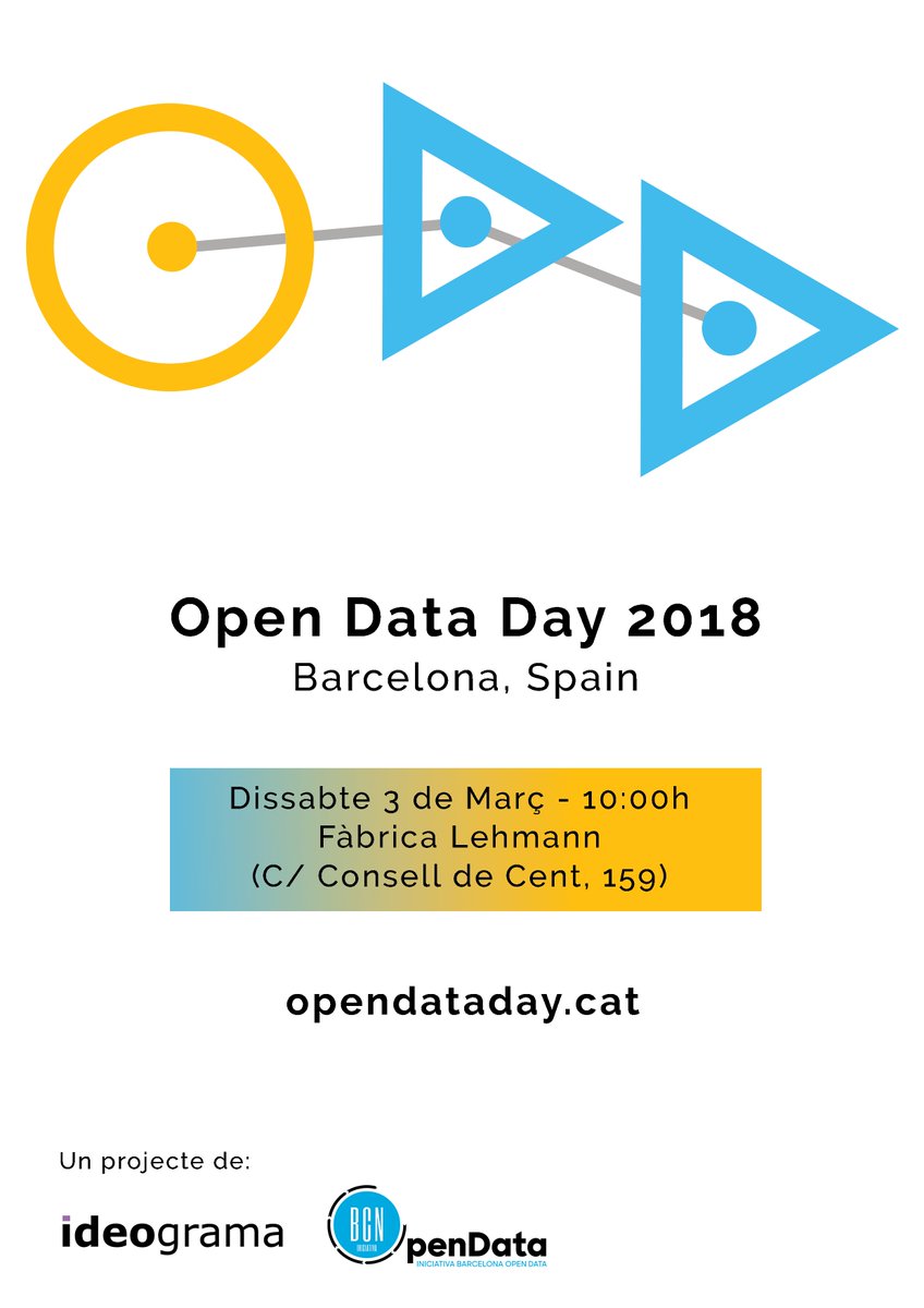 iopendatabcn's tweet photo. Consulta el programa de l'Open Data Day a la seva web! T'esperem aquest dissabte a la @fabricalehmann amb @ideograma. Jornada dedicada a la Reutilització de Dades 👉 https://t.co/gTrz1cFuk5 #ODD18 #ODD18Bcn https://t.co/jyKp9jpTG7