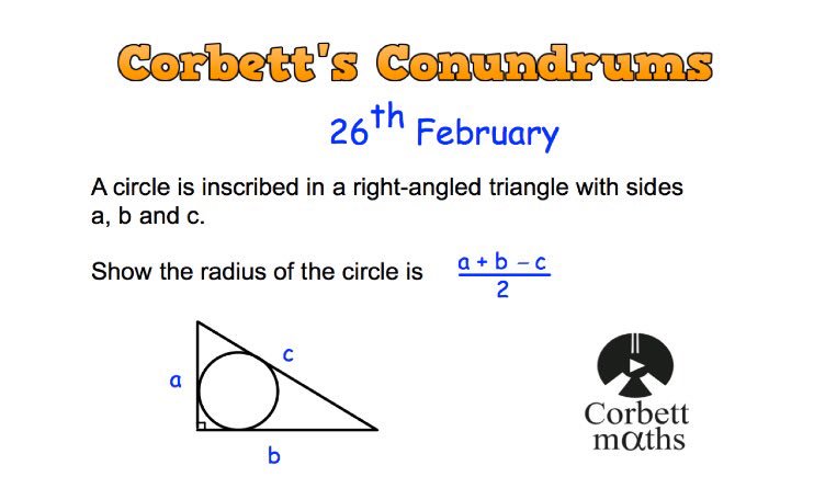 Love maths puzzles? Try today's Conundrum from corbettmaths.com #corbett5aday