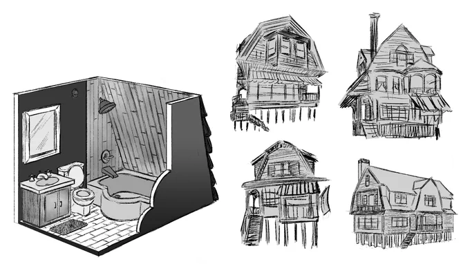 Bathroom isometric view + DOODLES 