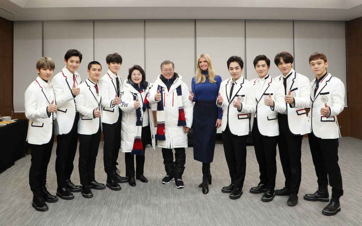 It was a great pleasure to meet President Moon, First Lady Kim, and Ms.Ivanka Trump at the 2018 PyeongChang Winter Olympics Closing Ceremony! Hope everyone enjoyed our performance! 

Thank you very much for your love and support for K-POP and EXO!