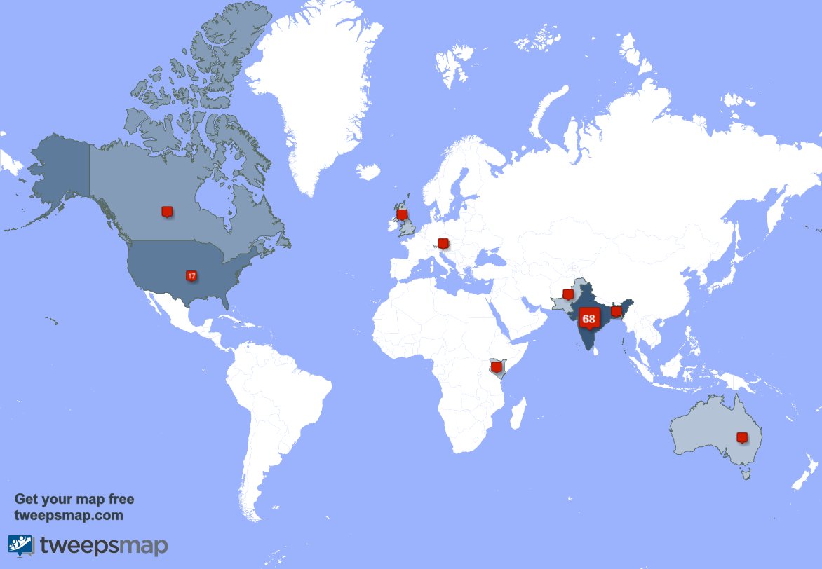 FoundationHeal's tweet photo. My followers are in India(64%), USA(16%)... Get your map too: https://t.co/7B2EjFOXBE https://t.co/74k8gebVyQ