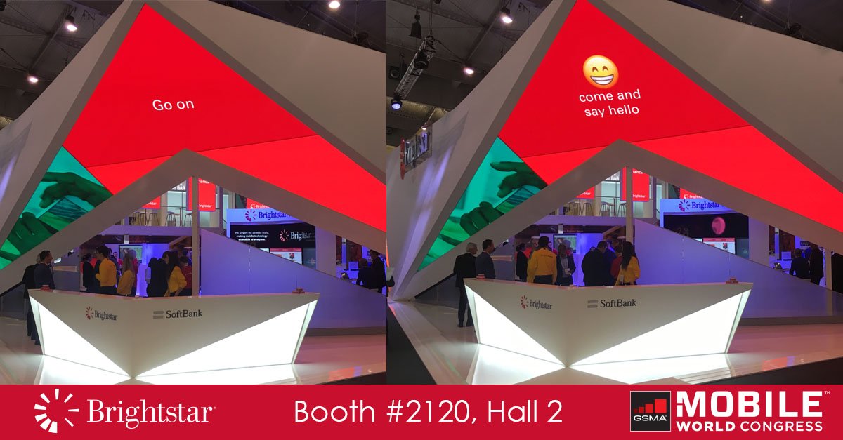 Brightstar's tweet photo. Its day one of #MWC18.  Come learn about #BrightstarMobileLife, our end to end mobile management service for #carrier #retail &amp; #enterprise. Go on, come say hello 👋😁#wireless https://t.co/rh5JKBkx8j