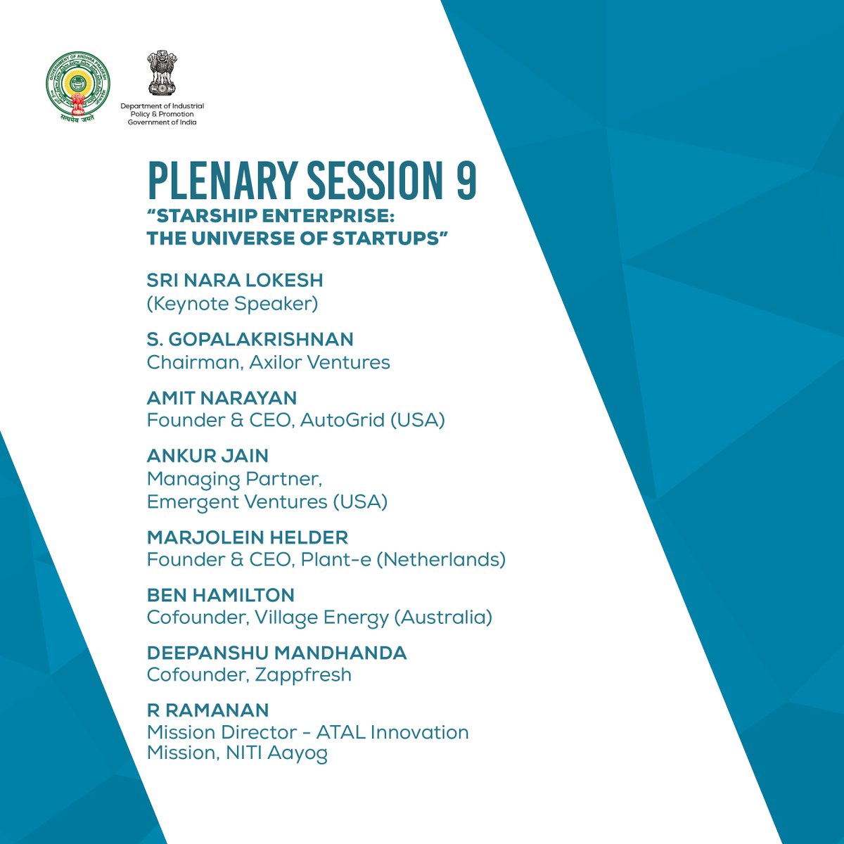 Plenary Session 9 - Starship Enterprise: The Universe of Startups kicks off with eminent panelists from the Startup ecosystem. 

#PartnershipSummit2018 #CIIPS2018 #InvestInAP #SunriseAP