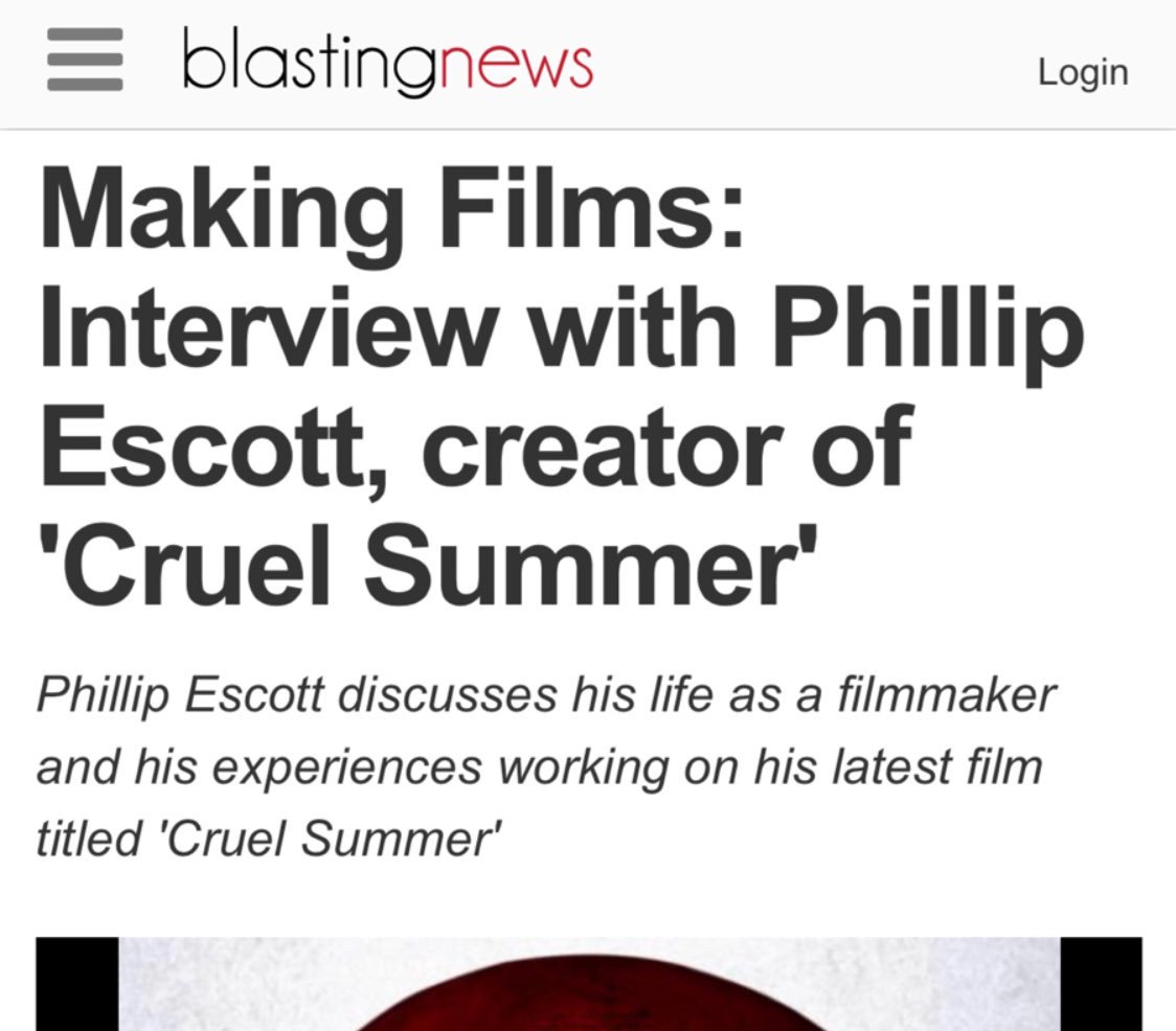 “Knife crime is a big issue in Britain, especially amongst teenagers, and there are a staggering number of examples in the news that helped shape our story.”

Great interview with <a href="/CruelSummerUK/">Cruel Summer</a> helmer Phillip Escott at <a href="/BlastingNews/">Blasting News</a>