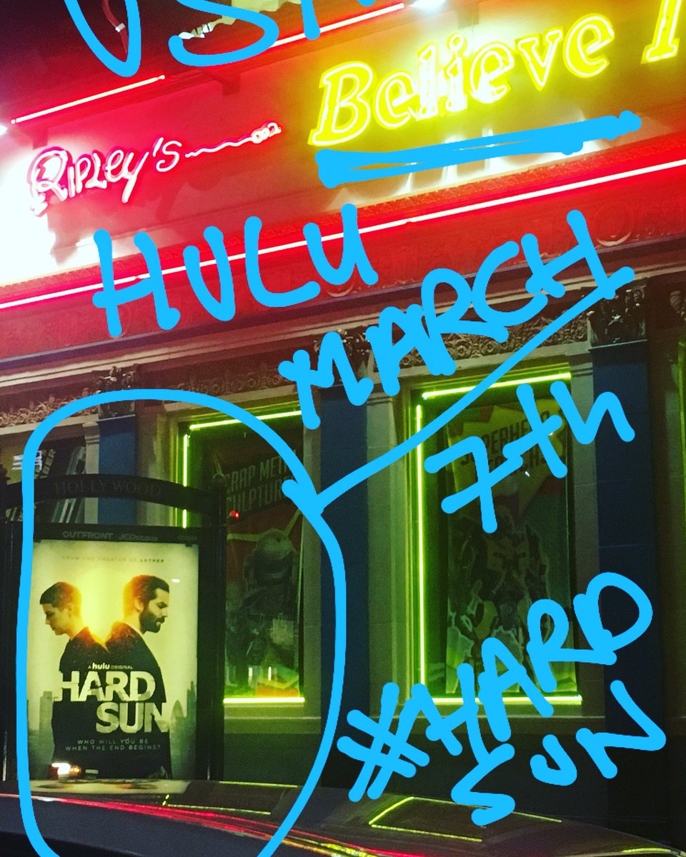 Ooh! Believe it or not, AMERICANs! A new show I’m in <a href="/hardsuntv/">HARD SUN</a> from Luther creator Neil Cross all ☔️ DROPS into <a href="/hulu/">Hulu</a> on March 7th. Here’s the first poster I’ve seen for it in LA outside my favourite cultural haunt.