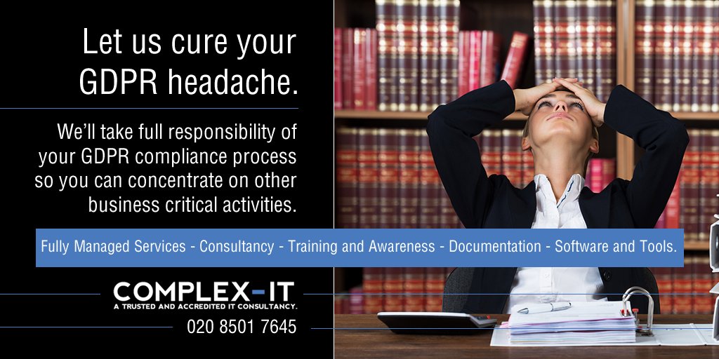 ComplexITLondon's tweet image. #MondayMotivation Only 3 months to go until the #GDPR comes into effect!  NO business is excluded from compliance. If you're looking for a trusted accredited Network Security specialist to fully manage your compliance process then get in touch &amp;gt;&amp;gt; pos.li/28gnxd &amp;lt;&amp;lt;