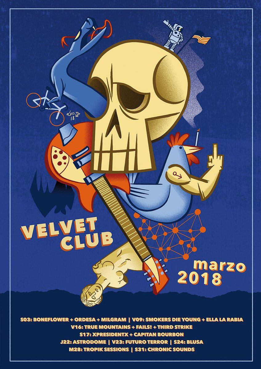 Velvet Club Málaga (@velvetclubmlg) on Twitter photo CONCIERTOS MARZO 2018, con <a href="/Weareboneflower/">Boneflower</a> <a href="/ChronicSound1/">CHRONIC</a> <a href="/ellalarabia/">ELLA LA RABIA</a> <a href="/Futuro_terror/">Futuroterror</a> <a href="/XpresidentX_XpX/">XpresidentX</a> y muchos mas. toda la programación en: velvetclub.es
Poster Art by: LUIS ARMAND VILLALBA
behance.net/LUISARMANDVILL…
#velvetposters - curated by #Momentsfestival CONCIERTOS MARZO 2018, con <a href="/Weareboneflower/">Boneflower</a> <a href="/ChronicSound1/">CHRONIC</a> <a href="/ellalarabia/">ELLA LA RABIA</a> <a href="/Futuro_terror/">Futuroterror</a> <a href="/XpresidentX_XpX/">XpresidentX</a> y muchos mas. toda la programación en: velvetclub.es
Poster Art by: LUIS ARMAND VILLALBA
behance.net/LUISARMANDVILL…
#velvetposters - curated by #Momentsfestival
