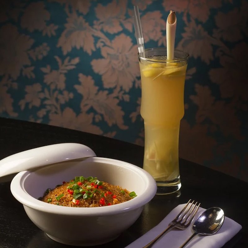 One of the wok dishes on our #TasteofYauatcha menu is Spicy vegetable fried rice with taro and spring onion. Guests can pair it with our Lalu cocktail for a revitalising meal.