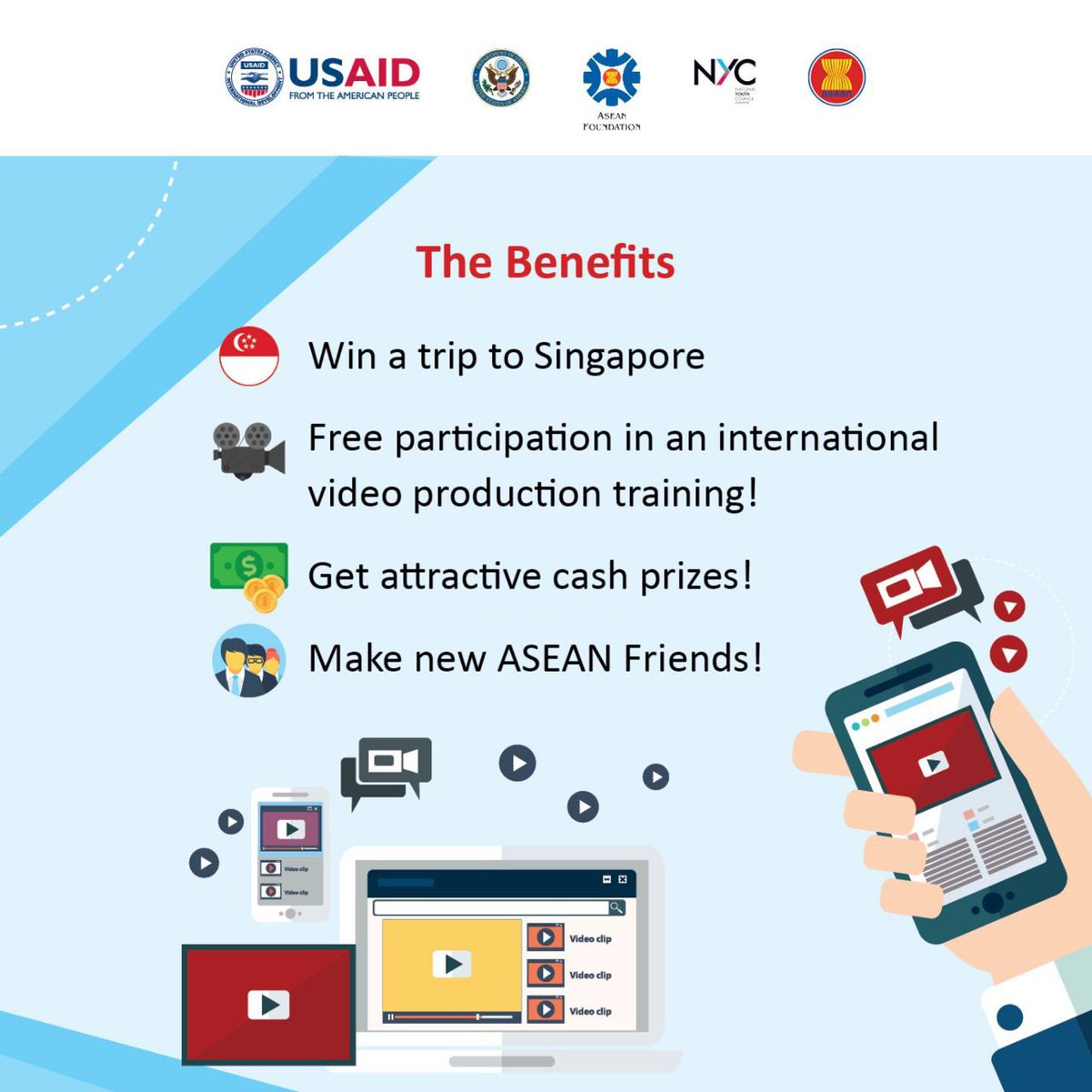 ASEAN's tweet photo. Don’t miss the March 2deadline for the 4th ASEAN Youth Video Contest!
Let us hear from you as an #ASEAN youth how you celebrate diversity and promote a culture of peace and tolerance!
Click these photos for more info!
 
#AYVC2018 https://t.co/Pi3rZD0ZlY