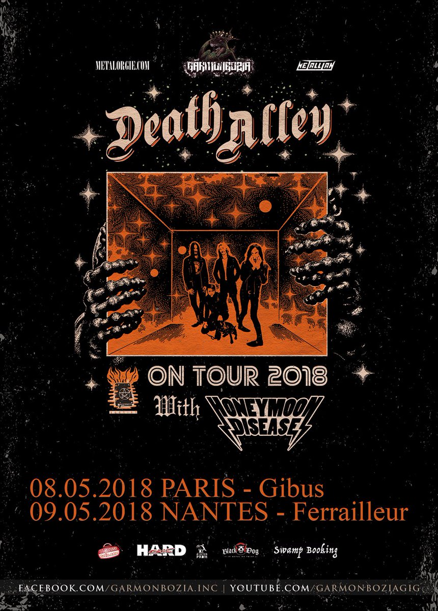 Faire du bruit, France! Can't wait to be back in Paris and kick off our European tour with Death Alley! See you in May!

8/5 PARIS Gibus Live
TICKETS: bit.ly/2BT0Lpp
9/5 NANTES Le Ferrailleur
TICKETS: bit.ly/2BQJo8t
More dates and info: honeymoondisease.com/tour/