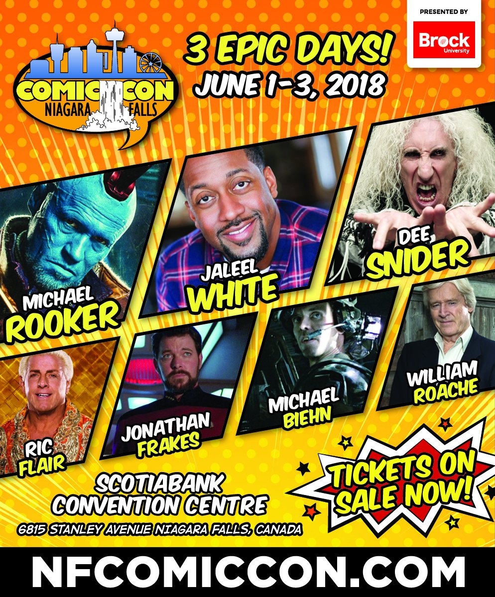 RT this post to be automatically entered into a draw for two FREE deluxe tickets to Niagara Falls Comic Con 2018!  It's that easy, just RT! We'll pick a random RTer THIS Friday.  G'luck!