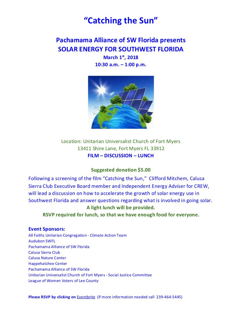 swflsolar's tweet image. We are having a movie luncheon featuring "Catching the Sun" this Thursday March 1! Come and join us!
#SimplyGoSolar #CrewSWFLsolar #SWFLsolar