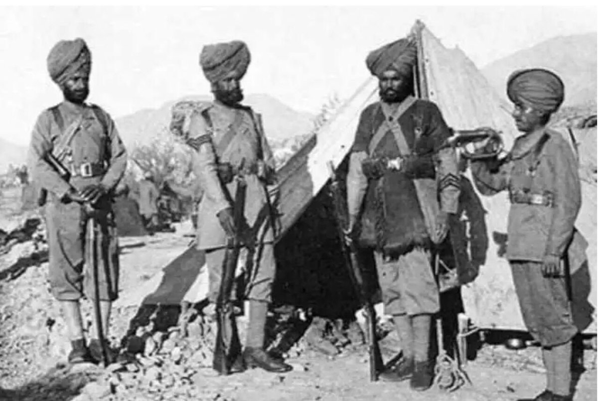 A rare photo of the soldiers during the battle of Saragarhi in 1897. The Battle of Saragarhi was fought before the Tirah Campaign on 12 September 1897 between Sikh soldiers of the British Indian Army and Pashtun Orakzai tribesmen. It occurred in the North-West Frontier Province.