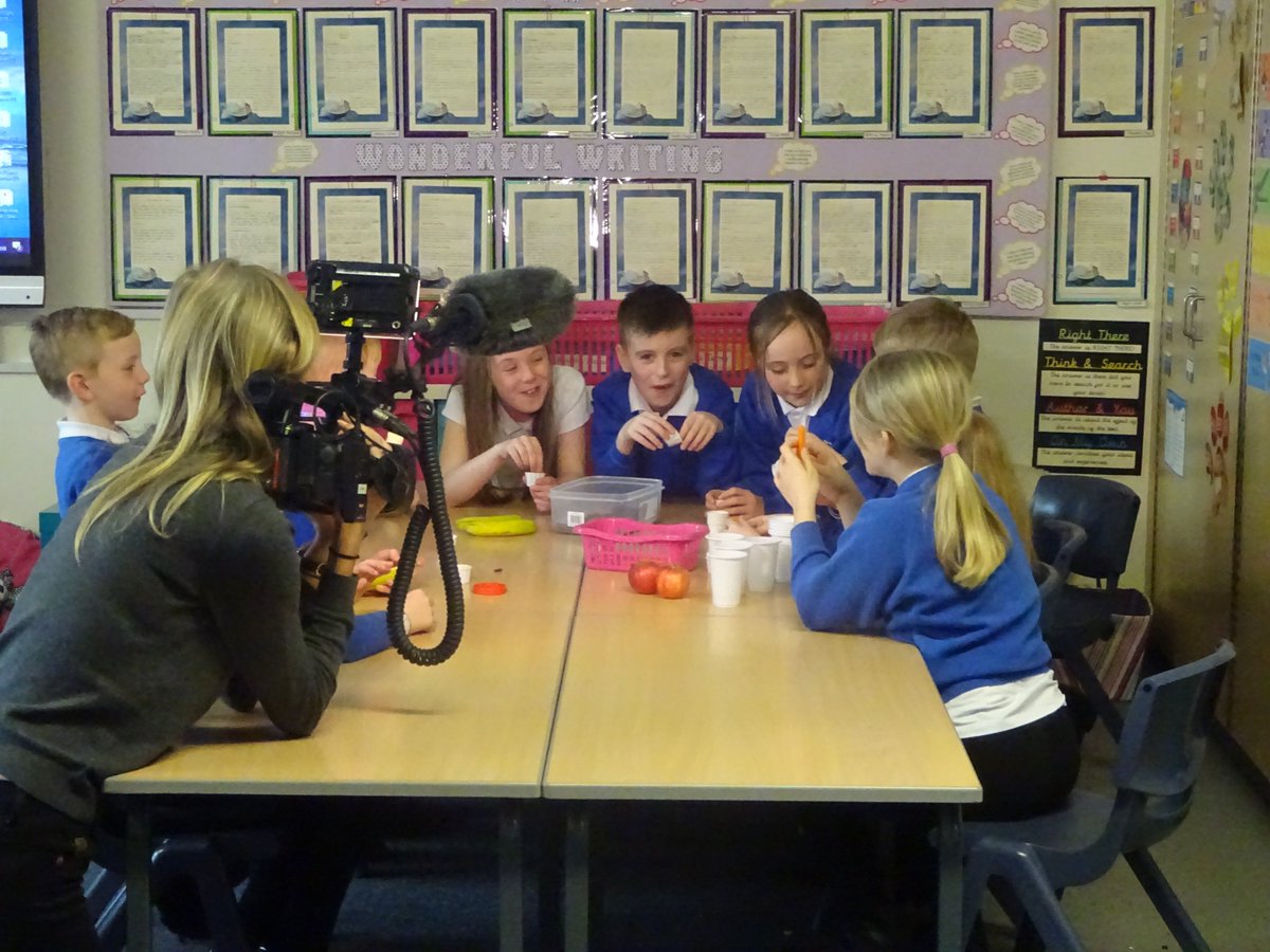 <a href="/BBCLookNorth/">BBC Yorkshire</a> came in this morning to film our very own Snazzy Snacks who have worked hard on their <a href="/TycoonInSchools/">Tycoon Enterprise Competition</a> initiative and hopefully we'll be on Look North tonight at 6.30 pm.  
The children can't wait to meet <a href="/dragonjones/">Peter Jones</a> and @TheDukeOfYork on Thursday! Wish us luck!