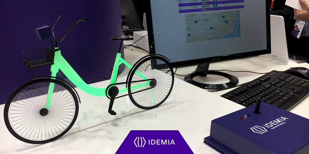 IDEMIA_IST's tweet photo. Now on demo at #MWC18 🚴 remote management of subscriptions on fleet of devices with secure data transmission from the bike to the bike operator portal. Visit us today on Booth 6H30 #MobileWorldCongress2018 https://t.co/phT5nfsJuS