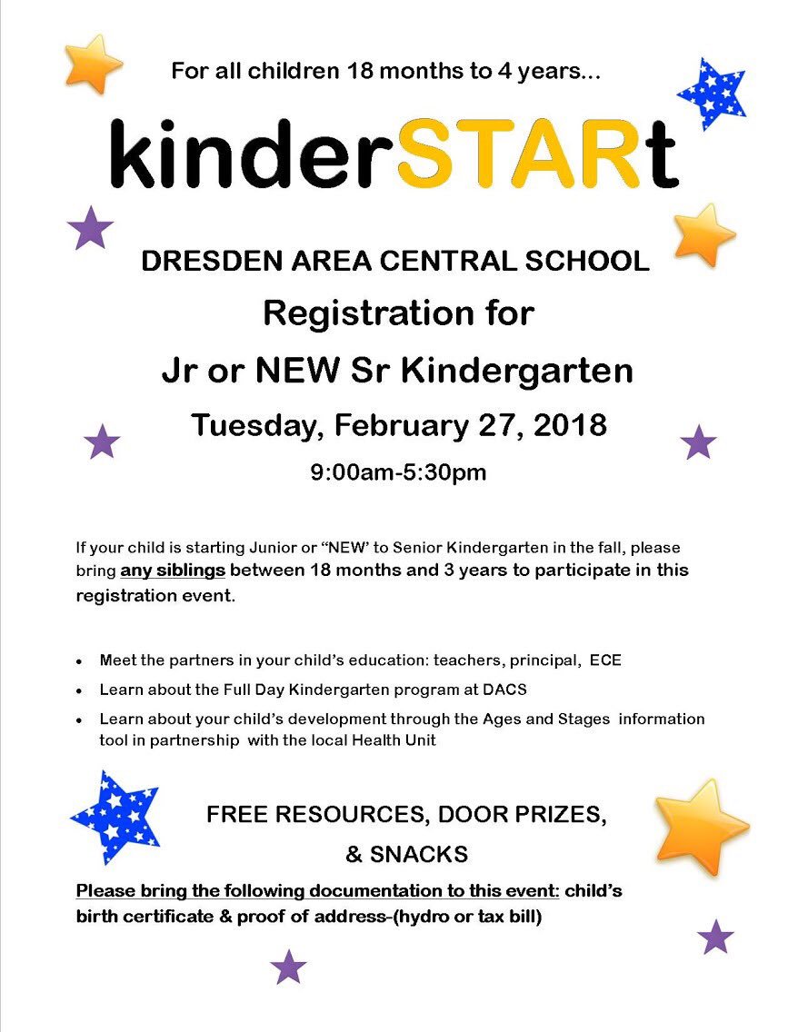 Don’t forget DACS Kindergarten registration is here all day tomorrow, from 9:00am till 5:30pm
