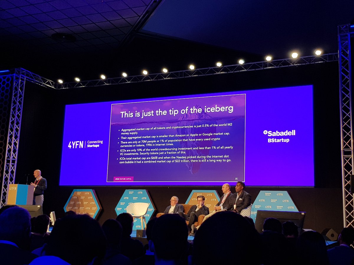AnaLuCB's tweet photo. Is it too late to start investing in crypto? According to Carlos Domingo, this is only the tip of the iceberg. #4YFN18 #4YFN https://t.co/bhc1AxYW99