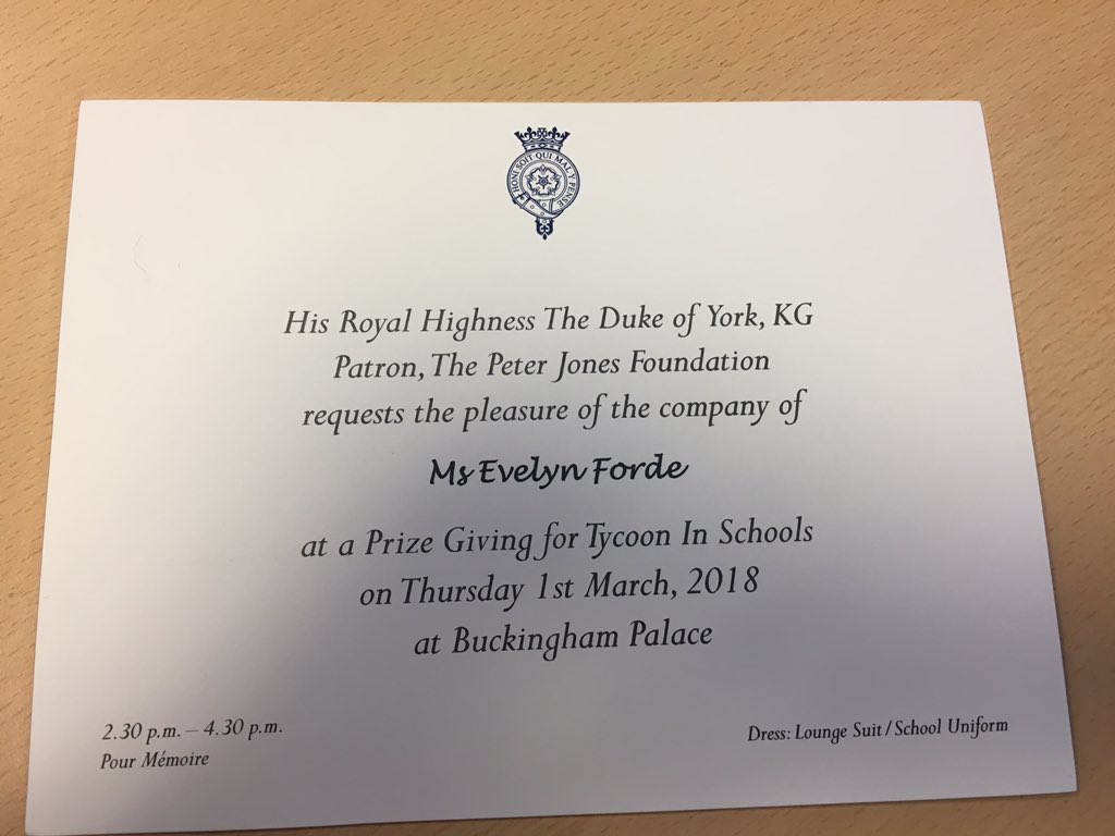Very excited about this event. what an amazing group of young women we have who have reached the finals #proudheadteacher <a href="/Copthall_School/">Copthall School</a> <a href="/TycoonInSchools/">Tycoon Enterprise Competition</a> <a href="/Pumpitwater/">PumpItwater</a> @TheDukeOfYork <a href="/WaterAidUK/">WaterAid UK 💦</a>