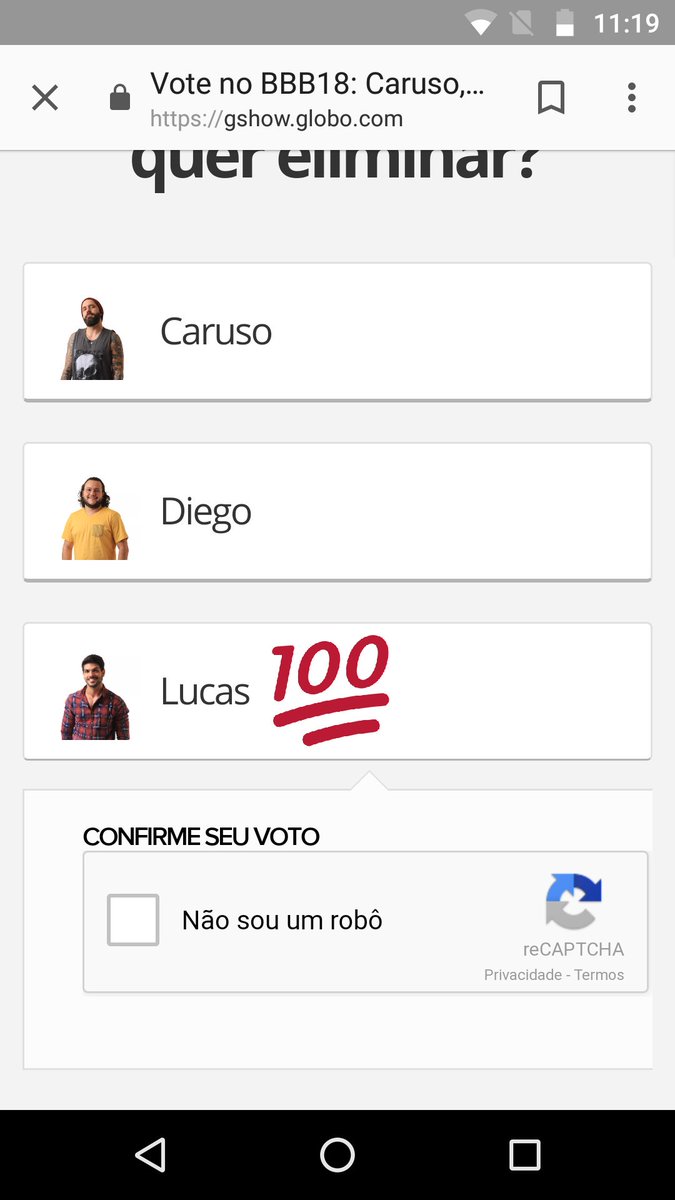 Gente vamos votar muito vamos tirar ele !! #ForaLucas