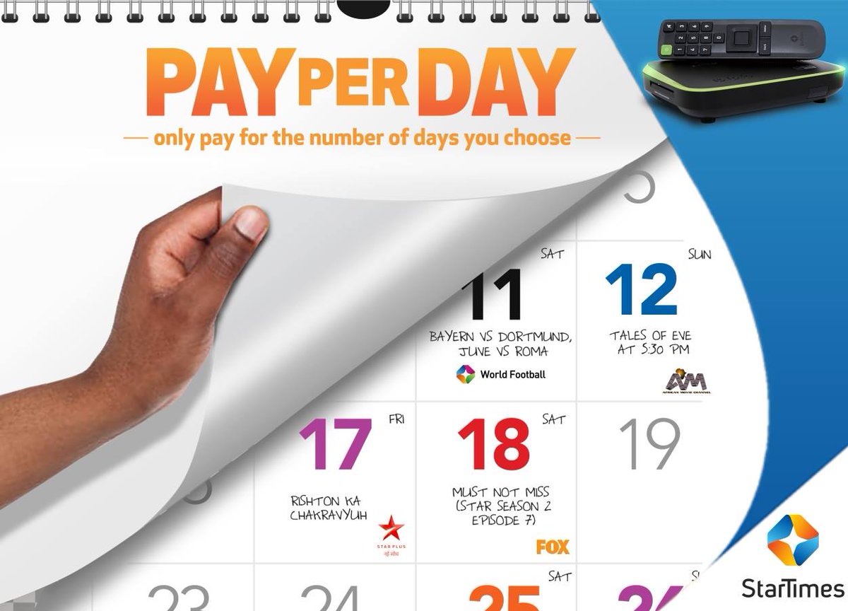 StarTimes_Ng's tweet photo. Good morning #stars!
It's a wet Monday but don't be discouraged.
Monday is a state of mind. Put on your positive pants and get stuff done.
 #MondayMotivation

StarTimes #PayPerDay 👉 https://t.co/XtgJ6aoYvp. https://t.co/TNCu4GZi6g