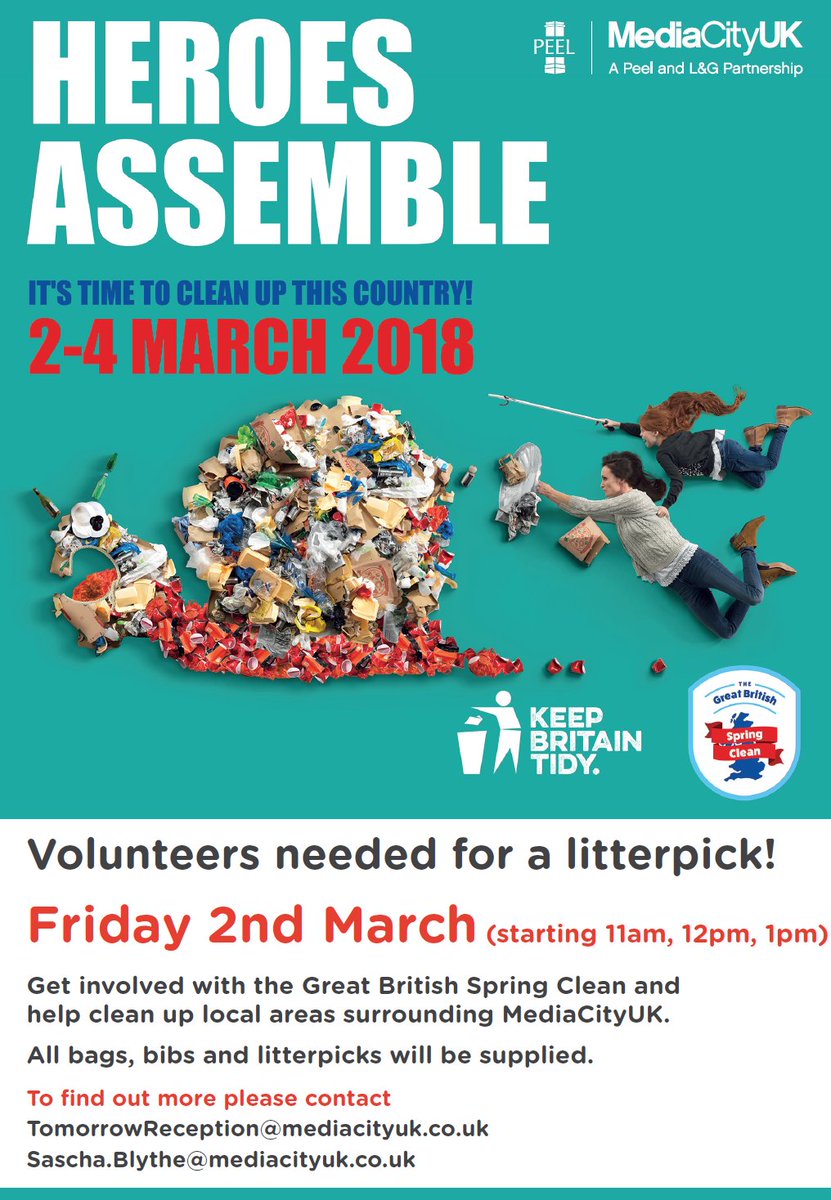 Don't forget to sign up for our Great British Spring Clean at MediaCityUK this Friday! <a href="/KeepBritainTidy/">Keep Britain Tidy</a> <a href="/MediaCityUK/">MediaCityUK</a> <a href="/arrive_mcuk/">ArriveMCUK</a> <a href="/TomorrowMCUK/">Tomorrow MediaCityUK</a>