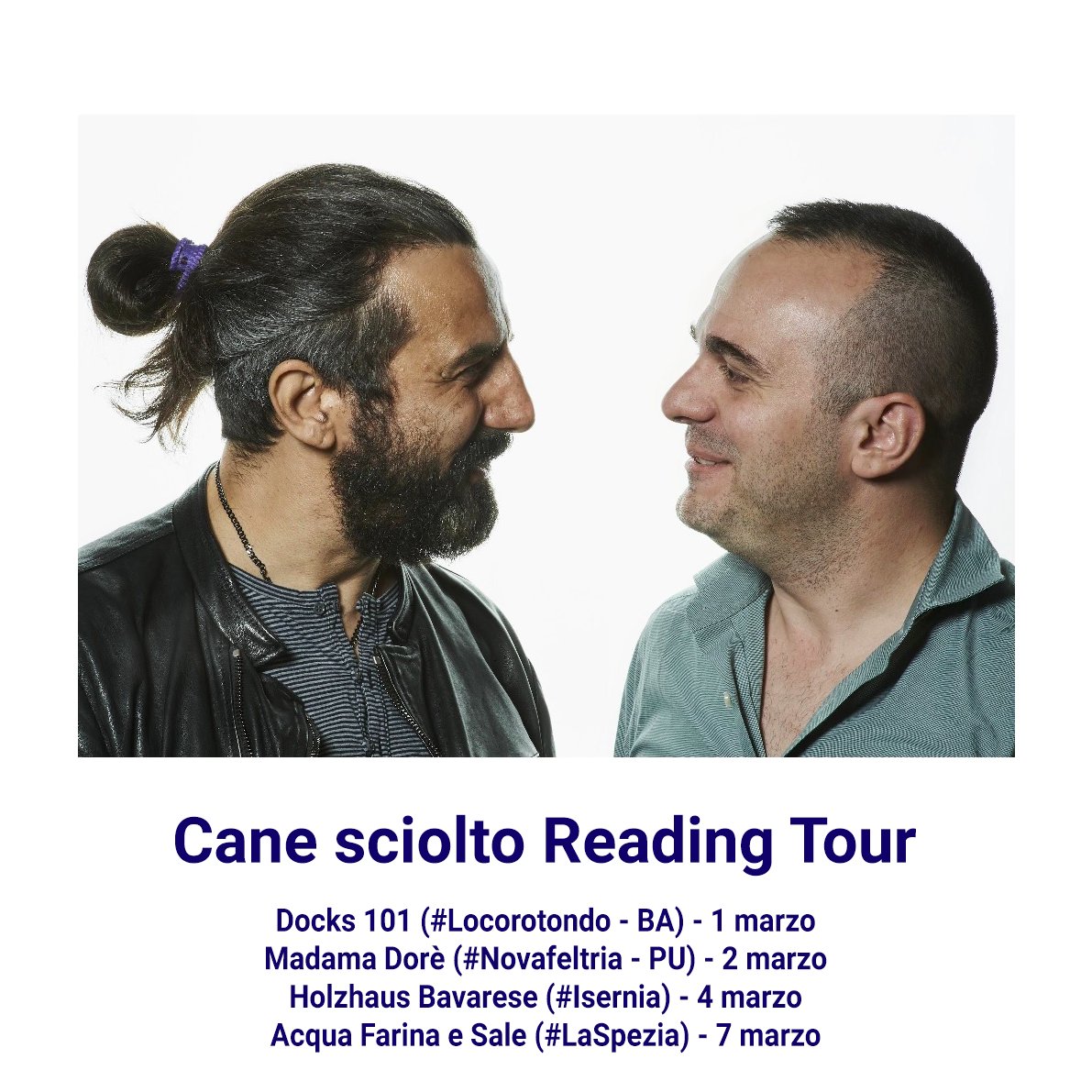 'Cane sciolto perso nel deserto di questa città' 🎶 '#CaneSciolto reading tour'! 👇 👉Docks 101 (#Locorotondo - BA) - 1 mar 👉 Madama Dorè (#Novafeltria - PU) - 2 mar 👉 Holzhaus Bavarese (#Isernia) - 4 mar 👉 Acqua Farina e Sale (#LaSpezia) - 7 mar #OmarPedrini @chinaskied