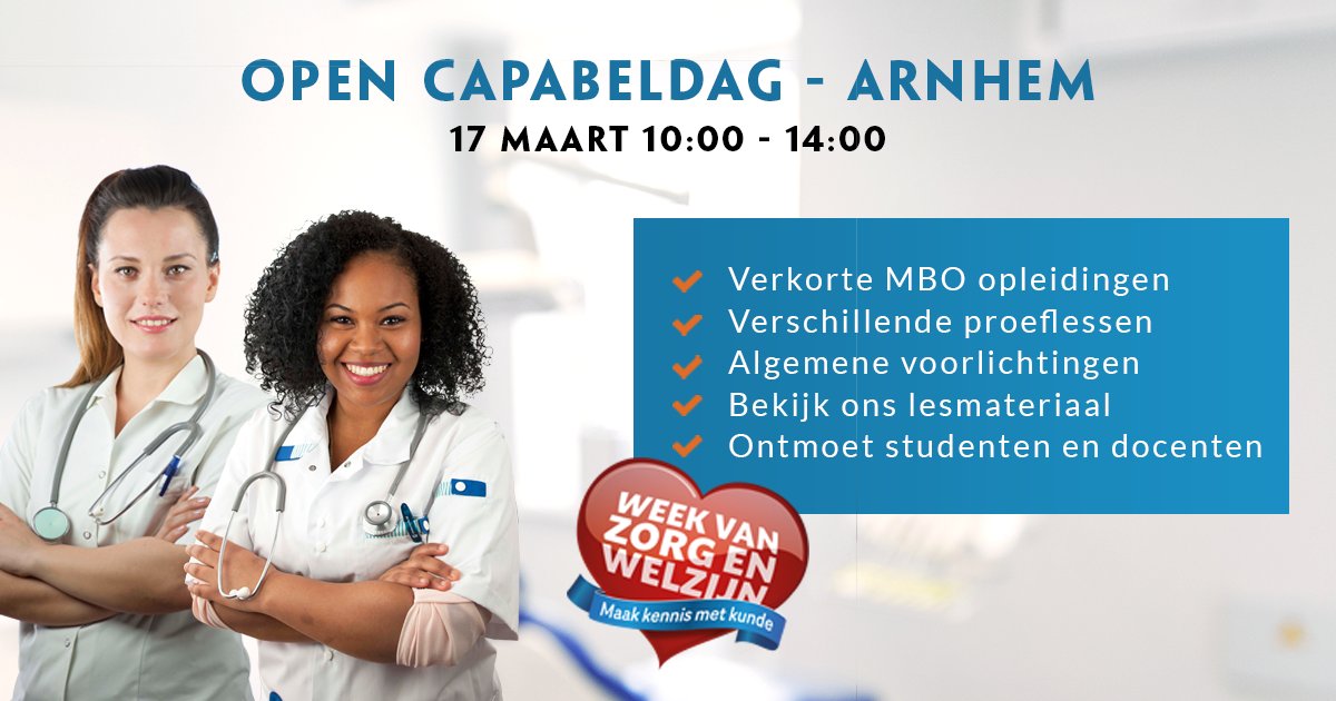 CapabelOG's tweet photo. Op 17 maart organiseert @CapabelOG de Open Capabeldag! Kom kijken met welke verkorte opleidingen van Capabel jij aan de slag kunt in Zorg &amp; Welzijn! Kijk op onze website: https://t.co/knG4qDtC6g 
#weekvanzorgenwelzijn #werken #zorg #welzijn #opendag #onderwijs #opleiding https://t.co/CH9ZwV4WEr