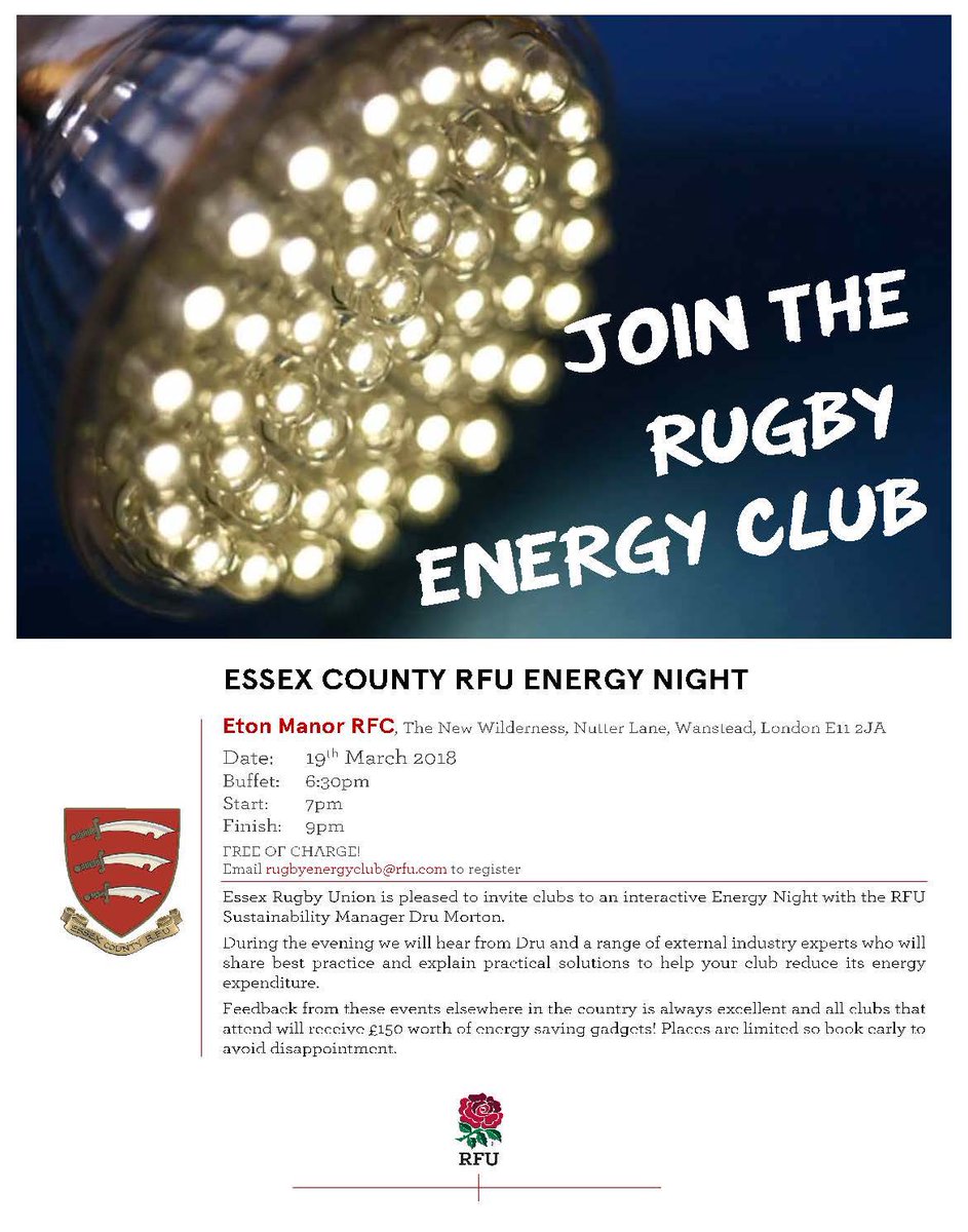 RFUEnergy's tweet photo. Don’t miss out @essexrugby and Rugby Energy Club are holding an Energy Night on 19 March at @etonmanor. Email rugbyenergyclub@rfu.com to register 💡 https://t.co/LXFW5PI1RM
