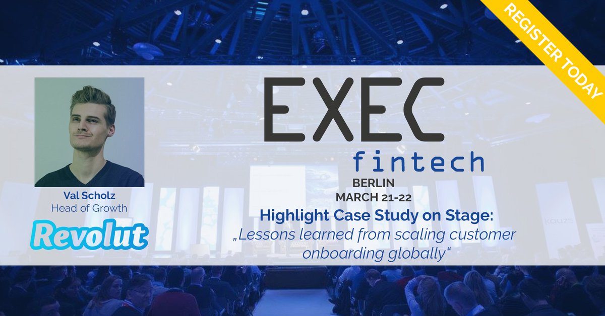 Want to hear how @RevolutApp manages to scale so fast? Join Val Scholz's exclusive session at EXECfintech 2018: exec.events #fintech