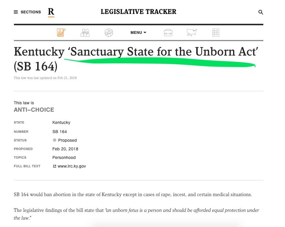 RewireNewsGroup's tweet photo. Anti-choice lawmakers crib from the social justice movement, giving their abortion ban bills names like “Sanctuary State for the Unborn” https://t.co/AzSCKxaxhJ #RewireData: our comprehensive interactive legislative tracker https://t.co/hEjJIDPWD0