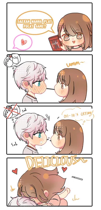 #mysticmessenger #saeran #saeyoung 
saeranXMC  saeyoungXMC
pocky game ~~They are such a lovely couple~ 