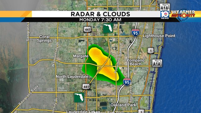 Seeing a few showers in Broward over Turnpike in Margate and Powerline road. https://t.co/7UccWLi6Il