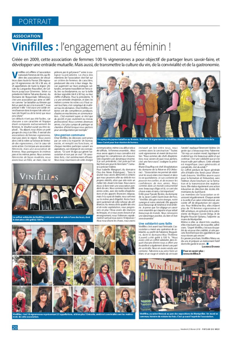 #Blog #FemmesDeVin #8Mars 
Elles seront avec nous pour célébrer la #JourneeDesDroitsDesFemmes, les <a href="/Vinifilles/">Vinifilles</a> ont eu un beau portrait dans le <a href="/PaysanduMidi/">PaysanduMidi</a>... à lire ici !  trinquefougasse.com/article/le-pay…
