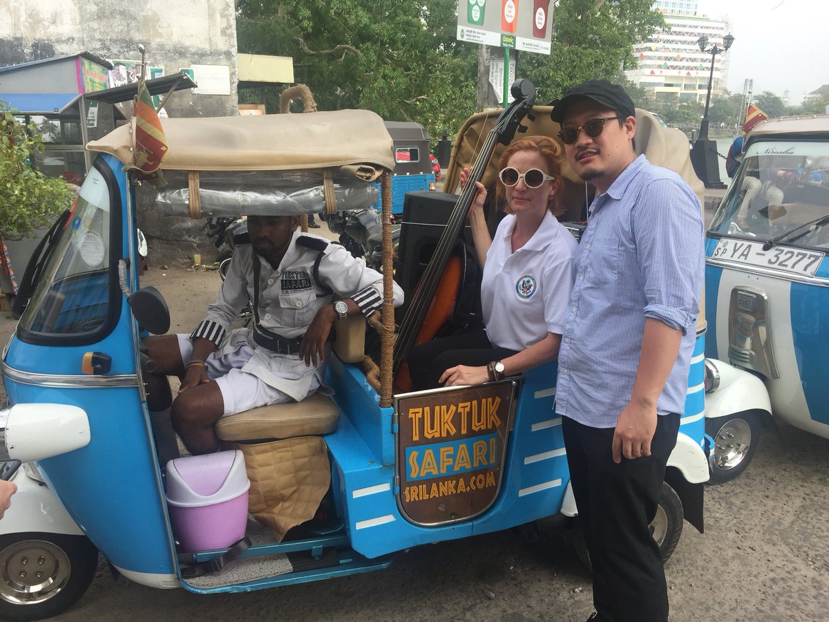 JumboJim75's tweet photo. Fun with Tuks and #Jazz on Slave Island in #Colombo just before the rains came w maestro @WycliffeGordon #USASL70 #SriLanka @USEmbSL . “Let the good times roll” https://t.co/4jwBV8AJaR