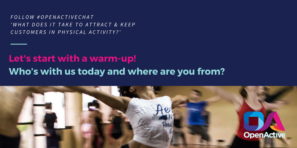 openactiveio's tweet photo. #OpenActiveChat It's time! 
Let's start with a warm-up!
Who’s with us today and where are you from? https://t.co/LnQhNYqD4t