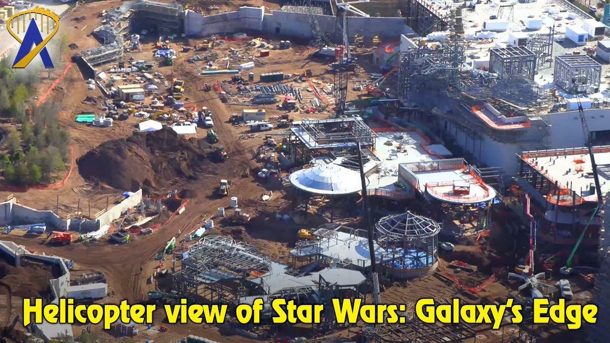 Attractions's tweet photo. Star Wars: Galaxy's Edge is currently being built at Disney's Hollywood Studios. We recently took a ride with @AirForceFunORL to get a bird's eye view. Check out the massive amount of work happening now! #Construction #DisneyWorld #HelicopterTour 

 https://t.co/1zTwRuE75g https://t.co/0JxEyD65mn