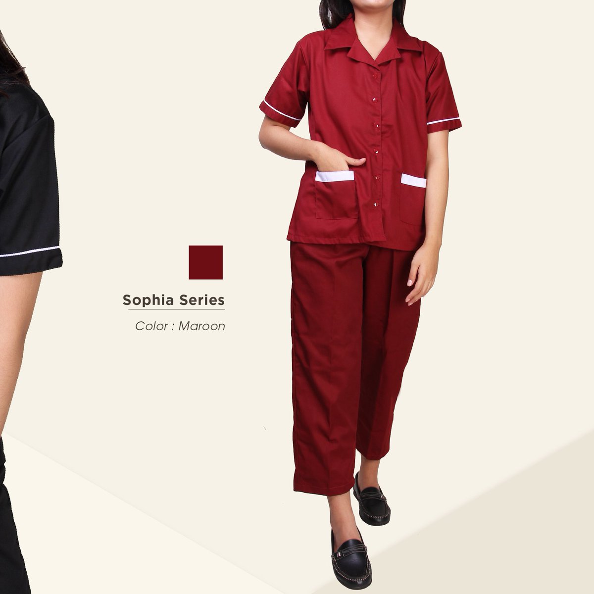my_uniform's tweet photo. Nannies can feel more confident when they work wearing this Sophia Maroon. Purchase now via our CS. https://t.co/E0OMAAkrbJ