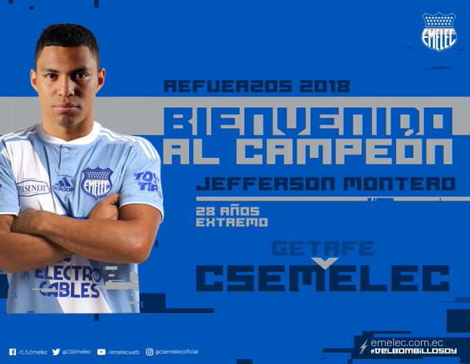 Resultado de imagen para Emelec confirmó a Jefferson 'Turbina' Montero como nuevo refuerzo