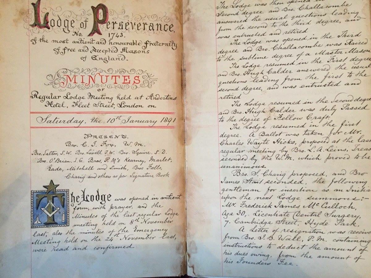 Wow! Take a look at these beautifully drafted minutes from Lodge of Perseverance No. 1743 from 1891 📖 

Can or old lodge documents compete?
bit.ly/2oxuOur

#UGLE