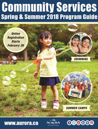 TMrakas's tweet image. Online registrations for residents starts today (Monday, February 26) for Spring &amp;amp; Summer Programs, and Summer Camps. Lots of programs and activities for everyone to enjoy!
Also if you register before March 9th you will save 10% on select Summer Camps!! aurora.ca/recguide