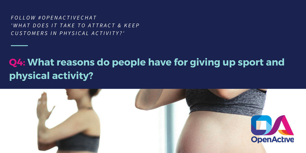 openactiveio's tweet photo. Q4: What reasons do people have for giving up #sport and #physicalactivity? #OpenActiveChat https://t.co/6QJ5YJ0dYM