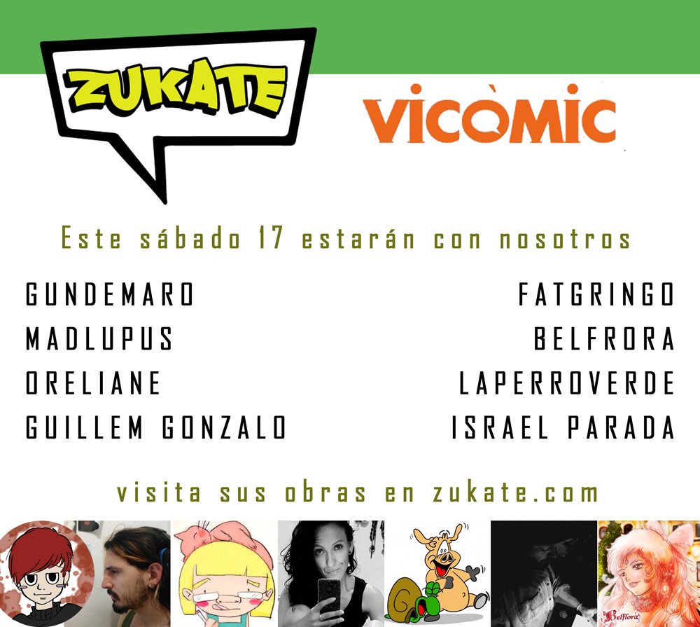 zukatecomics's tweet photo. Este sábado en el stand de Zukate en el Vicòmic 
@gundemaro01 https://t.co/5S6ut0JTfl
Madlupus https://t.co/iHo7Y9p6nG
FatGringo https://t.co/w4We0FdcWl
@RakyuDreams https://t.co/2QQ4Ww1j9w
Laperroverde https://t.co/5z2u4ajH5M
Guillem https://t.co/x910RWb8WK https://t.co/Mioy6VZjBg