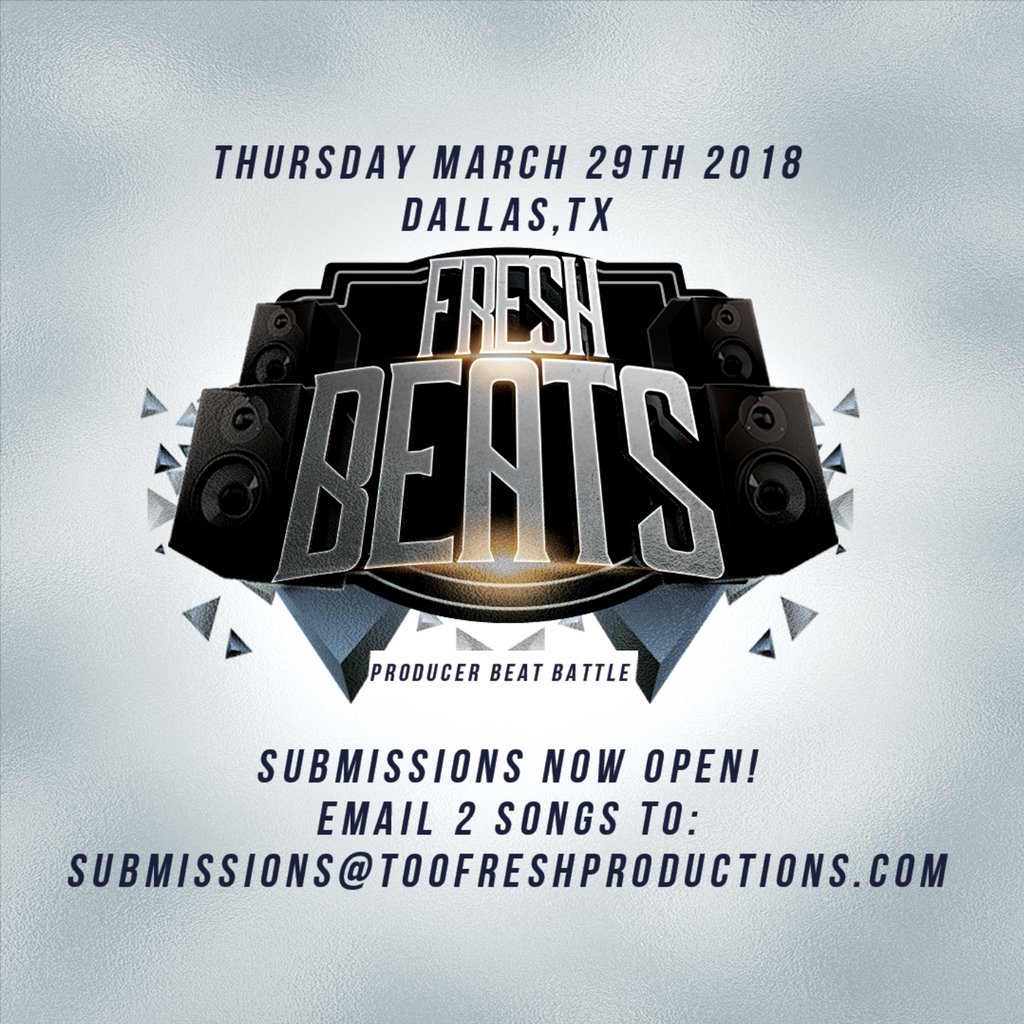 _LeoJ_'s tweet photo. Submissions are now open!  #DallasProducers #DallasBeatBattle #DFWproducers #DallasMusic #DFWMusic #DallasHipHop #DFWHipHop #Elluments #TooFreshDallas #StayFresh #hiphop #Producer #BeatBattle https://t.co/NX1pJcdfuZ